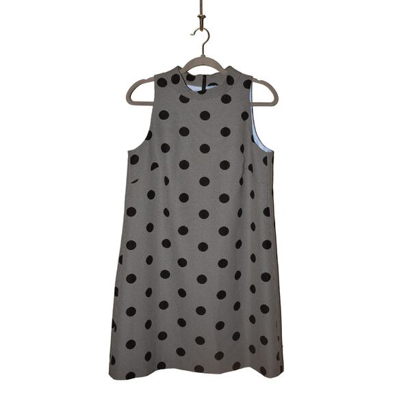 TAHARI ASL $128‎ Black White Polka Dot Sleeveless A-Line Dress Size 8 - Picture 1 of 4